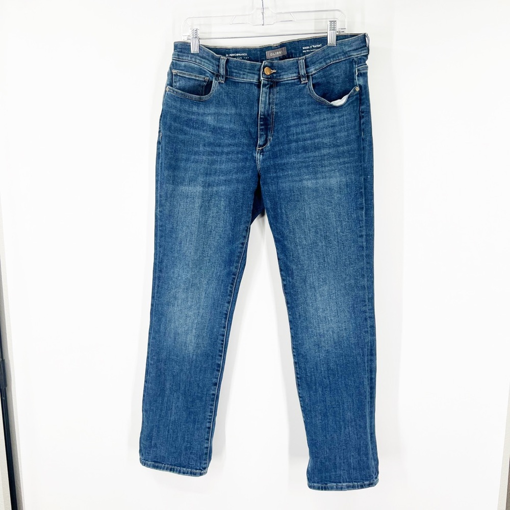 DL1961 Mara Straight Mid-Rise Instasculpt 31” Jeans in Chancery
